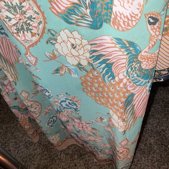 One size kimono swimsuit bodysuit cover sheer Turquoise with 10 lining accents - Picture 5 of 10